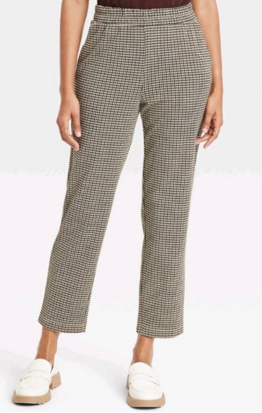 A New Day | Houndstooth High Rise Pants Medium Pull On Slim Straight Leg